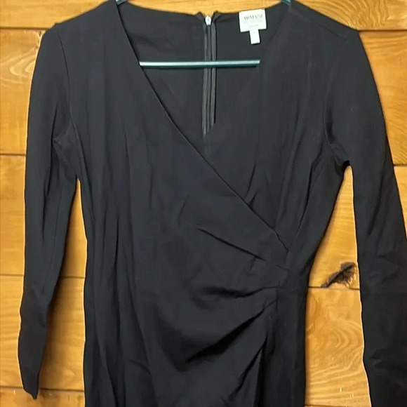 Emporio Armani‎ V-Neck Faux Mini Wrap Jersey Dress Long Sleeve 6 Black Cocktail - Picture 4 of 10